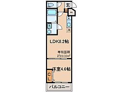 近鉄京都線 伏見駅 徒歩8分の賃貸アパート 2階1LDKの間取り