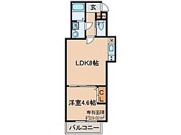 近鉄京都線 伏見駅 徒歩8分の賃貸アパート 3階1LDKの間取り