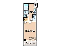 京阪本線 伏見桃山駅 徒歩11分の賃貸マンション 2階1Kの間取り