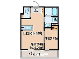JR奈良線 新田駅 徒歩1分の賃貸アパート 1階1LDKの間取り