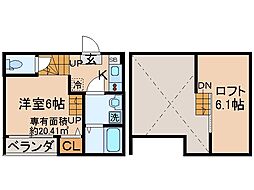 JR奈良線 JR藤森駅 徒歩6分の賃貸アパート 2階1Kの間取り