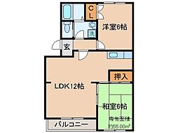 インターステップ2 2LDKの間取図画像