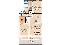 京阪本線 伏見桃山駅 徒歩26分の賃貸アパート 1階2LDKの間取り