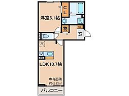 京都地下鉄東西線 東野駅 徒歩18分の賃貸アパート 2階1LDKの間取り