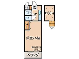 近鉄京都線 向島駅 徒歩8分の賃貸マンション 3階1Kの間取り