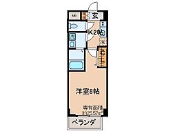 京阪本線 伏見桃山駅 徒歩5分の賃貸マンション 2階1Kの間取り