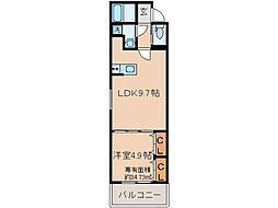 京都地下鉄東西線 石田駅 徒歩10分の賃貸アパート 2階1LDKの間取り