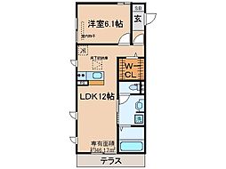 JR奈良線 宇治駅 徒歩4分の賃貸アパート 1階1LDKの間取り