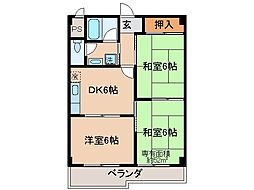 JR奈良線 宇治駅 徒歩2分の賃貸マンション 5階3DKの間取り