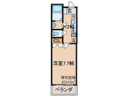 京阪本線 丹波橋駅 徒歩4分の賃貸マンション 3階1Kの間取り