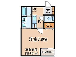 京都地下鉄東西線 椥辻駅 徒歩13分の賃貸アパート 2階1Kの間取り