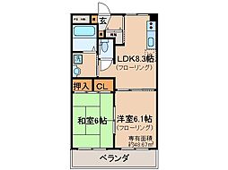 京阪宇治線 桃山南口駅 徒歩2分の賃貸マンション 2階2LDKの間取り