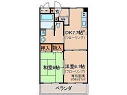 陵南ハイツ 2LDKの間取図画像