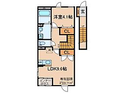 京阪本線 淀駅 徒歩26分の賃貸アパート 2階1LDKの間取り