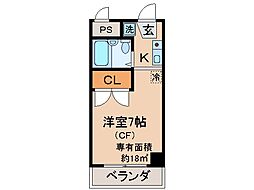ヴェルジェ 1Kの間取図画像