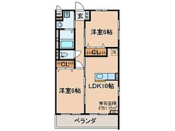 近鉄京都線 大久保駅 徒歩30分の賃貸アパート 2階2LDKの間取り