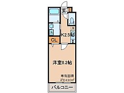 JR奈良線 JR藤森駅 徒歩1分の賃貸マンション 2階1Kの間取り