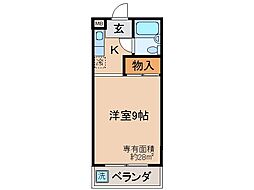 近鉄京都線 向島駅 徒歩7分の賃貸マンション 4階ワンルームの間取り