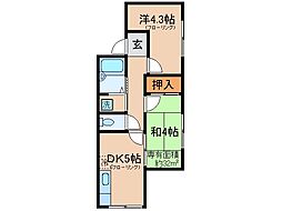 第3芳月ハイツ 2DKの間取図画像