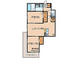 近鉄京都線 伏見駅 徒歩7分の賃貸アパート 2階2LDKの間取り