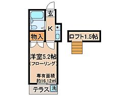ケーズ山科 1Kの間取図画像
