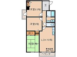 京阪京津線 四宮駅 徒歩13分の賃貸マンション 6階3LDKの間取り