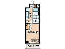 JR東海道・山陽本線 山科駅 徒歩7分の賃貸マンション 6階1Kの間取り