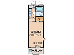 フレンズ墨染 1Kの間取図画像