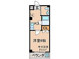 京阪宇治線 観月橋駅 徒歩6分の賃貸マンション 2階1Kの間取り
