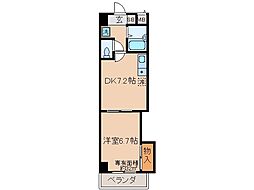 京阪本線 中書島駅 徒歩8分の賃貸マンション 6階1DKの間取り