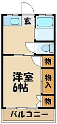 第三ふじみ荘 2階1Kの間取り
