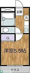 京王線 西調布駅 徒歩9分の賃貸マンション 1階1Kの間取り