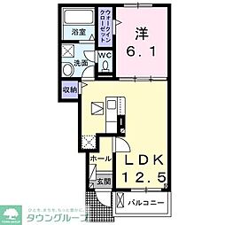 京王線 中河原駅 徒歩23分の賃貸アパート 1階1LDKの間取り