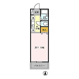 京王線 柴崎駅 徒歩24分の賃貸アパート 2階1Kの間取り