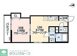 JR青梅線 西立川駅 徒歩13分の賃貸アパート 2階1LDKの間取り