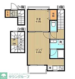 小田急小田原線 祖師ヶ谷大蔵駅 徒歩14分の賃貸アパート 3階1LDKの間取り