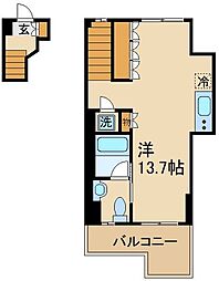 京王線 千歳烏山駅 徒歩11分の賃貸マンション 3階1Kの間取り