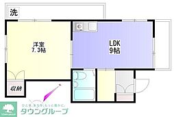 JR中央線 立川駅 徒歩13分の賃貸マンション 1階1LDKの間取り