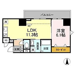 Je Glycine 寿町 5階1LDKの間取り