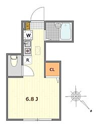 バーミープレイス調布II 1階ワンルームの間取り