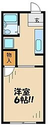 京王線 千歳烏山駅 徒歩11分の賃貸アパート 2階1Kの間取り