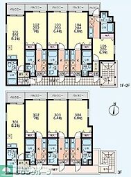 JR南武線 南多摩駅 徒歩7分の賃貸アパート 2階1Kの間取り