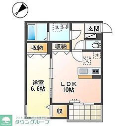 多摩都市モノレール 柴崎体育館駅 徒歩6分の賃貸マンション 1階1LDKの間取り