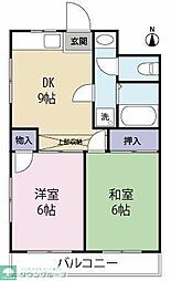 西武多摩川線 白糸台駅 徒歩12分の賃貸マンション 4階2DKの間取り