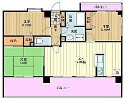JR中央線 立川駅 徒歩7分の賃貸マンション 9階3LDKの間取り