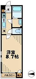 京王相模原線 京王よみうりランド駅 徒歩7分の賃貸アパート 2階1Kの間取り