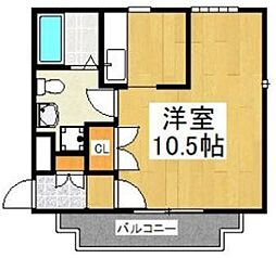 JR南武線 稲田堤駅 徒歩1分の賃貸マンション 2階1Kの間取り