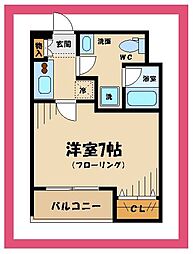 京王線 東府中駅 徒歩10分の賃貸マンション 1階1Kの間取り