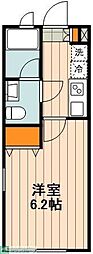 京王線 分倍河原駅 徒歩6分の賃貸アパート 1階1Kの間取り