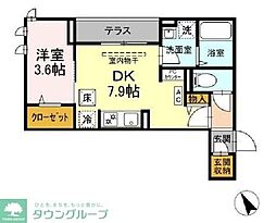 京王線 仙川駅 徒歩13分の賃貸アパート 1階1DKの間取り